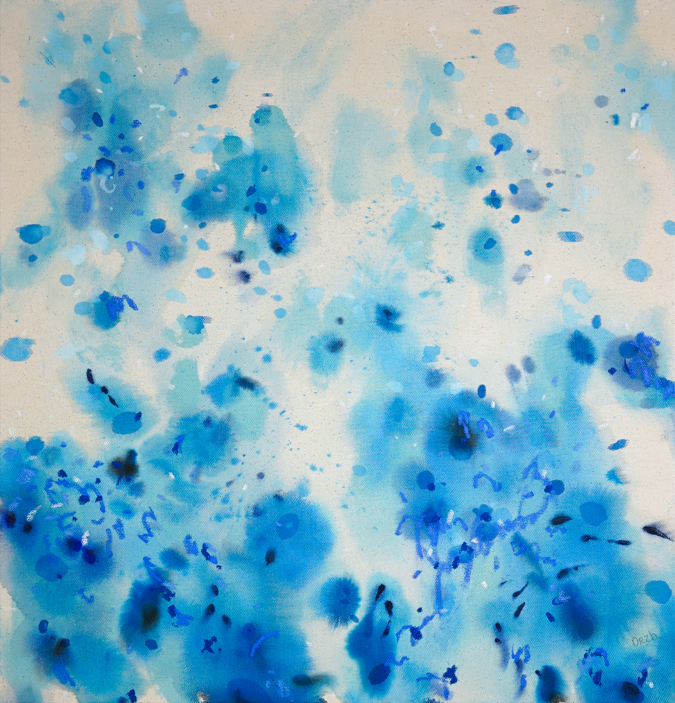 Ultramarine Blue Winter V — abstract expressionist painting by Alina Orzhehovska